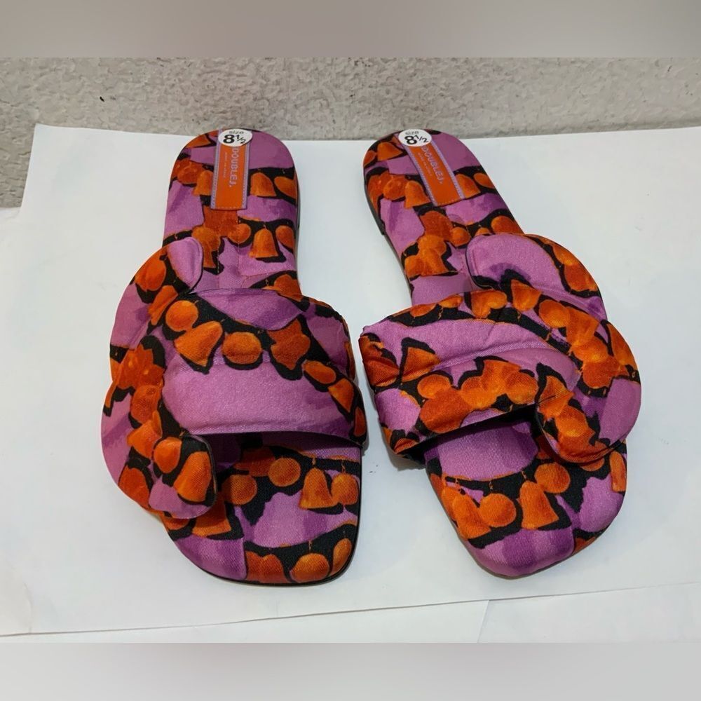 New $465 La Double J Women's Purple JJ Printed Slide Sandal Shoes Size 39